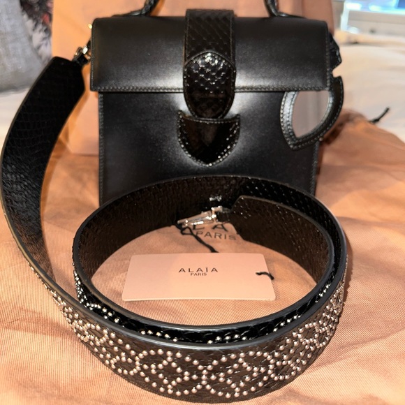 NWT Alaia Mini Leather/Python Snakeskin  - Top Handle/Shoulder/Crossbody Strap - Picture 1 of 14